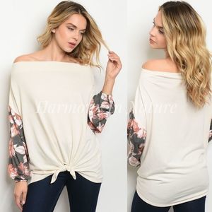 Soft Off Shoulder Balloon Sleeve Top